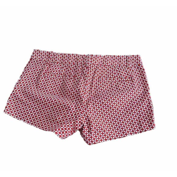 J Crew Women’s City Fit Chino Shorts Size 4 Red Orange White Flat Front Side Zip - Picture 2 of 10